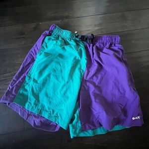 Men's Obey Easy Relaxed Recess Short, Green and Purple